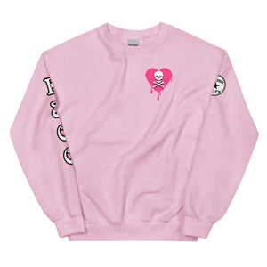 Skull Pink Heart Drips Unisex Sweatshirt