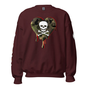 Camo Red SkullHeart Drips Unisex Sweatshirt
