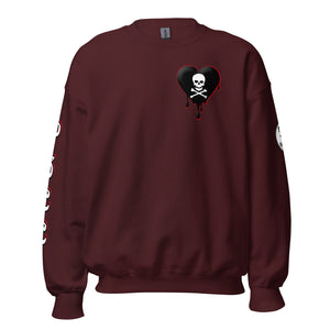Black w/red Skullheart drips C Unisex Sweatshirt