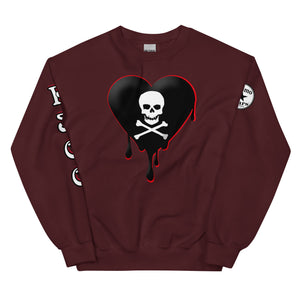 Black w/red Skull Heart Drips Unisex Sweatshirt