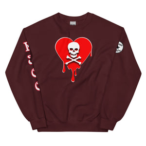 Skull Red heart drips Unisex Sweatshirt
