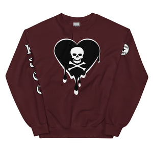 Skull Heart Drips BW Unisex Sweatshirt