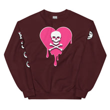 Load image into Gallery viewer, Skull Pink Heart Sweatshirtrt Drips Unisex

