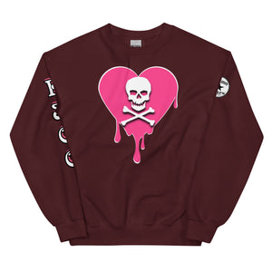 Skull Pink Heart Sweatshirtrt Drips Unisex