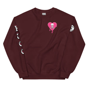 Skull Pink Heart Drips Unisex Sweatshirt