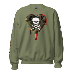 Camo Red SkullHeart Drips Unisex Sweatshirt
