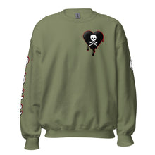 Load image into Gallery viewer, Black w/red Skullheart drips C Unisex Sweatshirt
