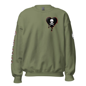 Black w/red Skullheart drips C Unisex Sweatshirt