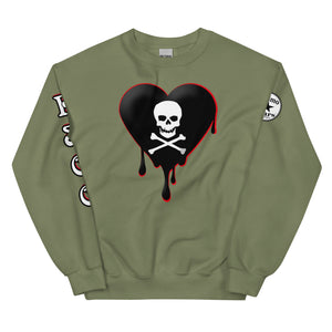 Black w/red Skull Heart Drips Unisex Sweatshirt