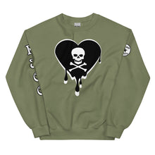 Load image into Gallery viewer, Skull Heart Drips BW Unisex Sweatshirt
