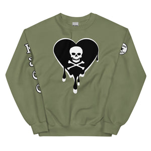 Skull Heart Drips BW Unisex Sweatshirt