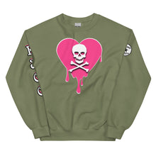 Load image into Gallery viewer, Skull Pink Heart Sweatshirtrt Drips Unisex
