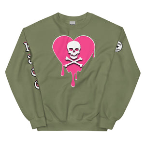 Skull Pink Heart Sweatshirtrt Drips Unisex