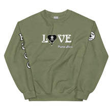 Load image into Gallery viewer, Love Skull Heart Drips BW Unisex Sweatshirt
