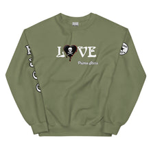 Load image into Gallery viewer, Love Skull Heart Drips B w/Red Unisex Sweatshirt
