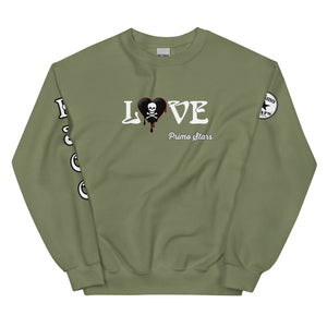 Love Skull Heart Drips B w/Red Unisex Sweatshirt