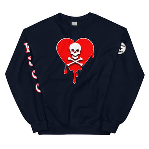 Skull Red heart drips Unisex Sweatshirt