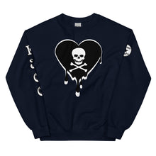 Load image into Gallery viewer, Skull Heart Drips BW Unisex Sweatshirt

