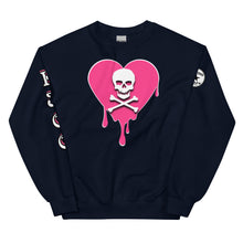 Load image into Gallery viewer, Skull Pink Heart Sweatshirtrt Drips Unisex
