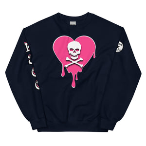 Skull Pink Heart Sweatshirtrt Drips Unisex