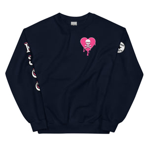 Skull Pink Heart Drips Unisex Sweatshirt