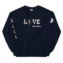Load image into Gallery viewer, Love Skull Heart Drips BW Unisex Sweatshirt
