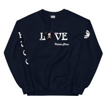 Load image into Gallery viewer, Love Skull Heart Drips B w/Red Unisex Sweatshirt
