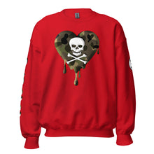 Load image into Gallery viewer, Camo Red SkullHeart Drips Unisex Sweatshirt
