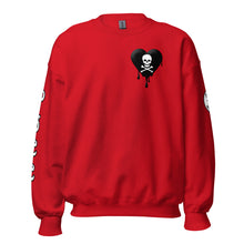 Load image into Gallery viewer, Black w/red Skullheart drips C Unisex Sweatshirt
