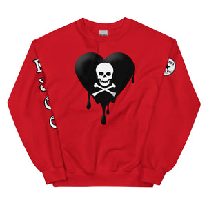 Black w/red Skull Heart Drips Unisex Sweatshirt