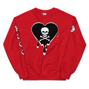 Skull Heart Drips BW Unisex Sweatshirt