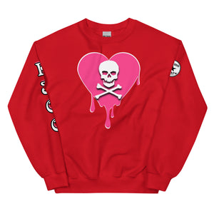 Skull Pink Heart Sweatshirtrt Drips Unisex