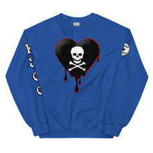 Load image into Gallery viewer, Black w/red Skull Heart Drips Unisex Sweatshirt
