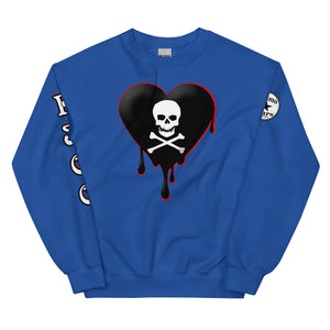 Black w/red Skull Heart Drips Unisex Sweatshirt
