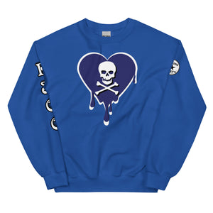 Skull Blue heart dripsUnisex Sweatshirt