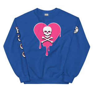 Skull Pink Heart Sweatshirtrt Drips Unisex