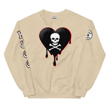 Load image into Gallery viewer, Black w/red Skull Heart Drips Unisex Sweatshirt
