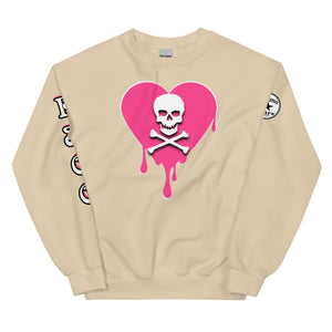 Skull Pink Heart Sweatshirtrt Drips Unisex