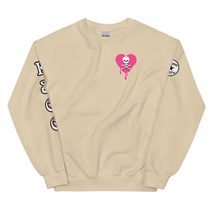 Skull Pink Heart Drips Unisex Sweatshirt