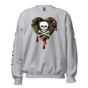 Camo Red SkullHeart Drips Unisex Sweatshirt