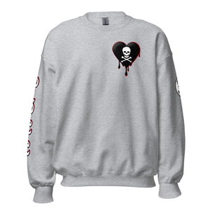 Black w/red Skullheart drips C Unisex Sweatshirt