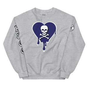 Skull Blue heart dripsUnisex Sweatshirt