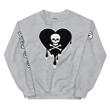Load image into Gallery viewer, Skull Heart Drips BW Unisex Sweatshirt
