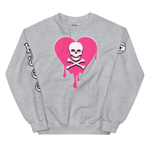 Skull Pink Heart Sweatshirtrt Drips Unisex