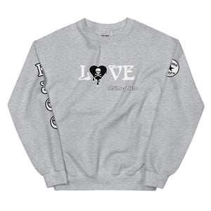 Love Skull Heart Drips BW Unisex Sweatshirt