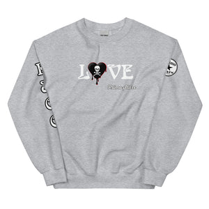Love Skull Heart Drips B w/Red Unisex Sweatshirt