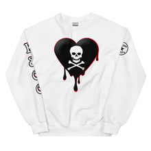 Load image into Gallery viewer, Black w/red Skull Heart Drips Unisex Sweatshirt
