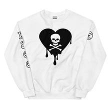 Load image into Gallery viewer, Skull Heart Drips BW Unisex Sweatshirt
