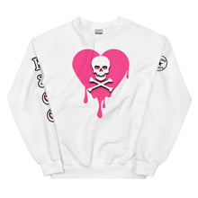 Load image into Gallery viewer, Skull Pink Heart Sweatshirtrt Drips Unisex
