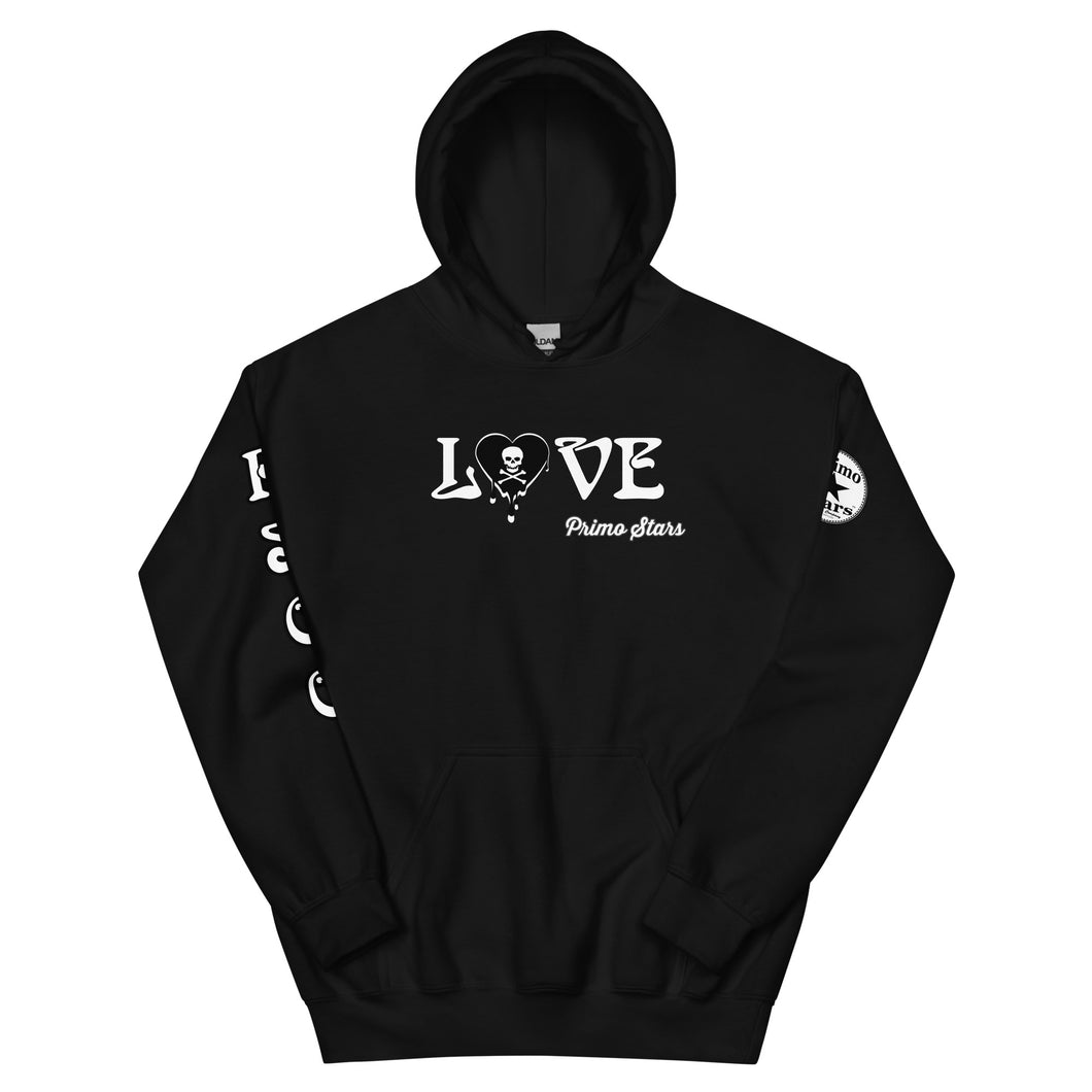 Love Skull Heart Drips BW Unisex Hoodie